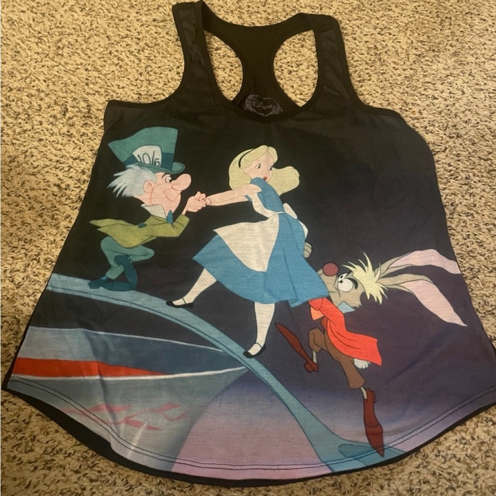 Alice and Wonderland Tank Vintage Style Disney mad hatter hare